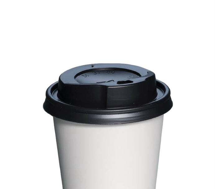 Papír poharak - Kávéspohár tető  ⌀80 mm FEKETE - 100 db/cs - Greenstic
