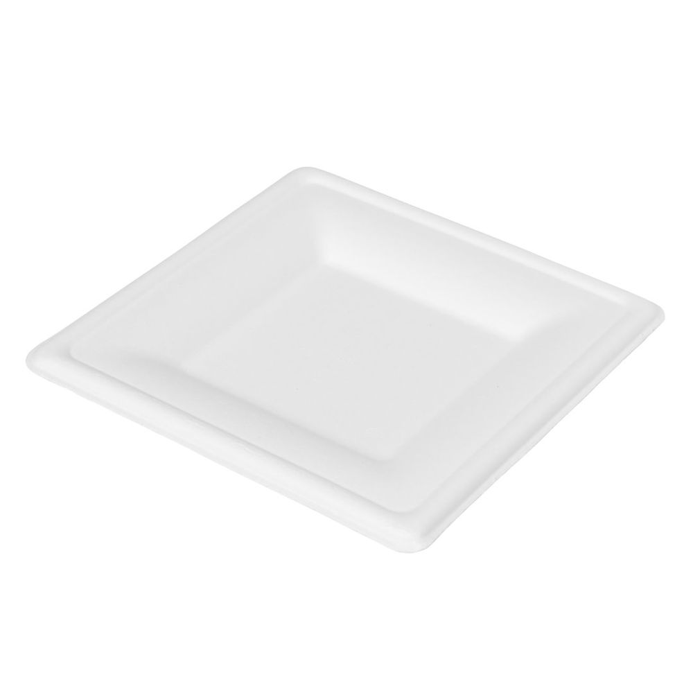 Lapos tányér - GS Cukornád négyszögletes tányér 160x160 - 50/1000 - Greenstic