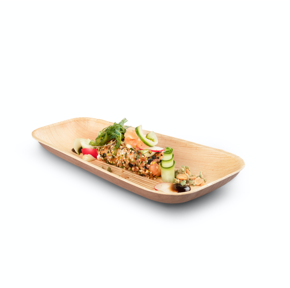  - Pálmalevél szögletes tányér (75x50xh25 mm) - 40/cs - Greenstic
