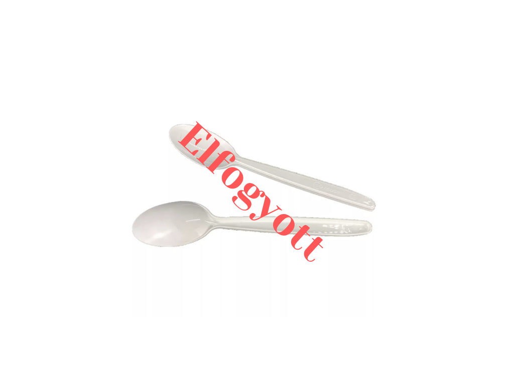 Evőeszközök - Műanyag kiskanál, mokkáskanál, fehér 13 cm 50 db/csomag, PP - Greenstic