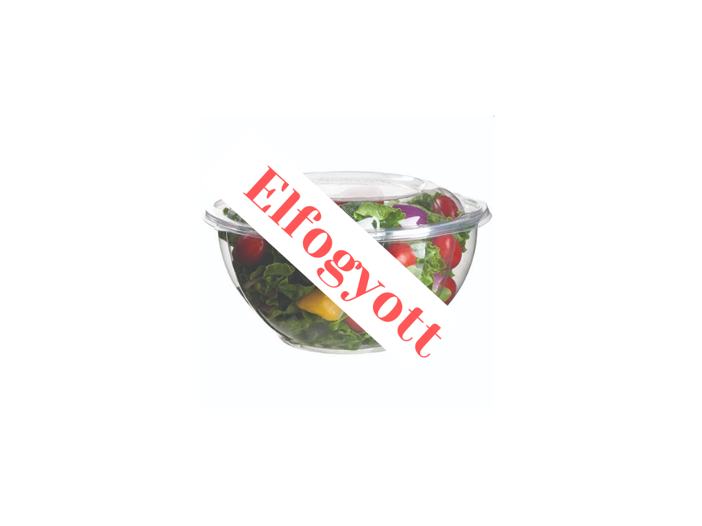 Salátákhoz - PLA salátás tál tetővel kerek 940 ml - 50 db/csomag, lebomló - Greenstic