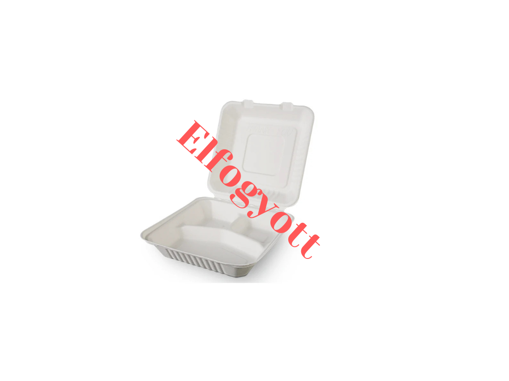 Cukornád menüboxok - Elviteles doboz cukornád 20x20x7 cm - 50 db/csomag, osztott - Greenstic