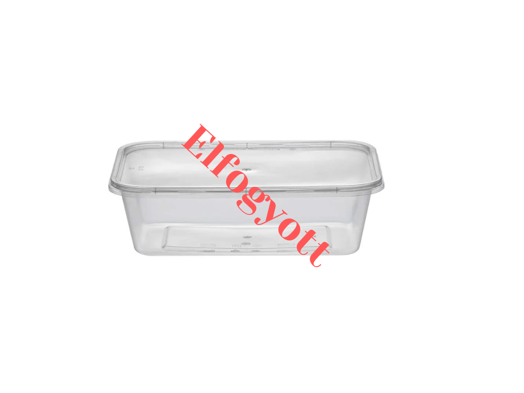 Műanyag dobozok - Átlátszó szögletes PP doboz tetővel 750 ml - 50 db/cs - Greenstic