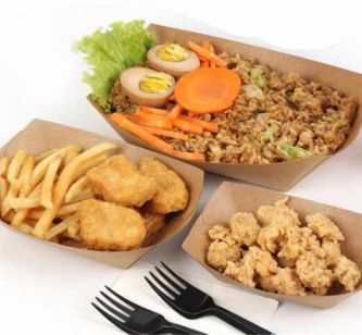 Streetfood csomagolás - Kraft street food  sült krumplis csónak - 400 ml - 250 db/cs - Greenstic