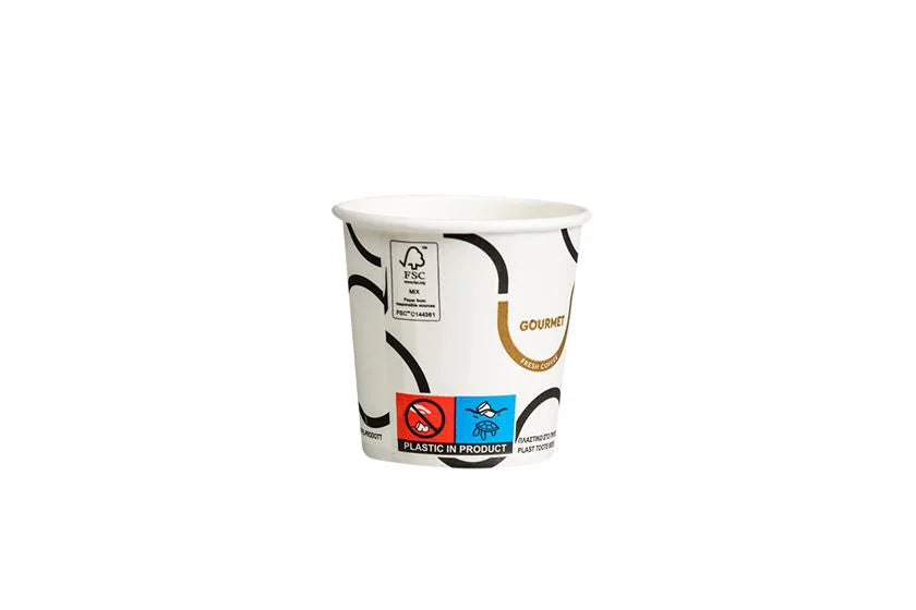 Papír poharak - Papírpohár, fehér 1 dl 50 db/csomag, gourmet design - Greenstic