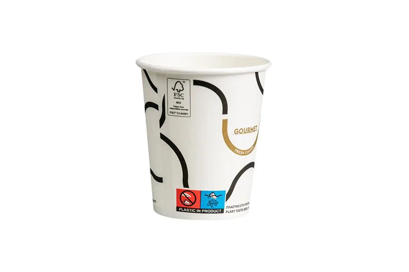 Papír poharak - Papírpohár, fehér 3 dl 50 db/csomag, gourmet design - Greenstic