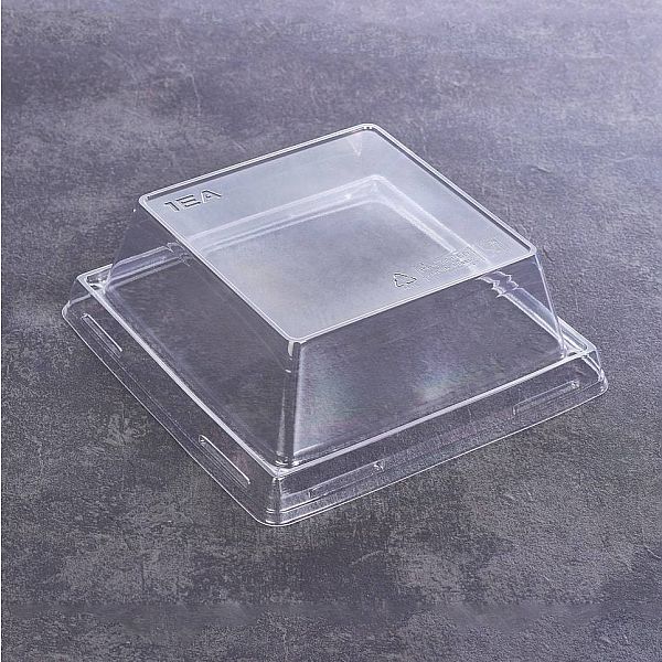 Kraft papír dobozok tetővel - Átlátszó magas tető 550 ml eco tray-hez - 50 db/cs - Greenstic