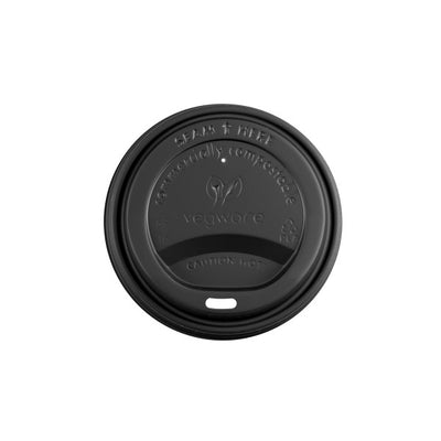 Papír poharak - Tető papírpohárhoz, fekete átmérő 90 mm 50 db/csomag, CPLA - Greenstic