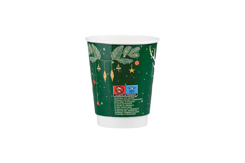 Papír poharak - Duplafalú karácsonyi papírpohár 5 féle mintával (12oz) 350 ml - 25 db/csomag - Greenstic