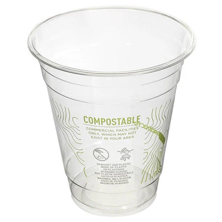 Poharak és szívószálak - PLA pohár 10 oz (295ml) zöld mintával - 50/1000 - Greenstic