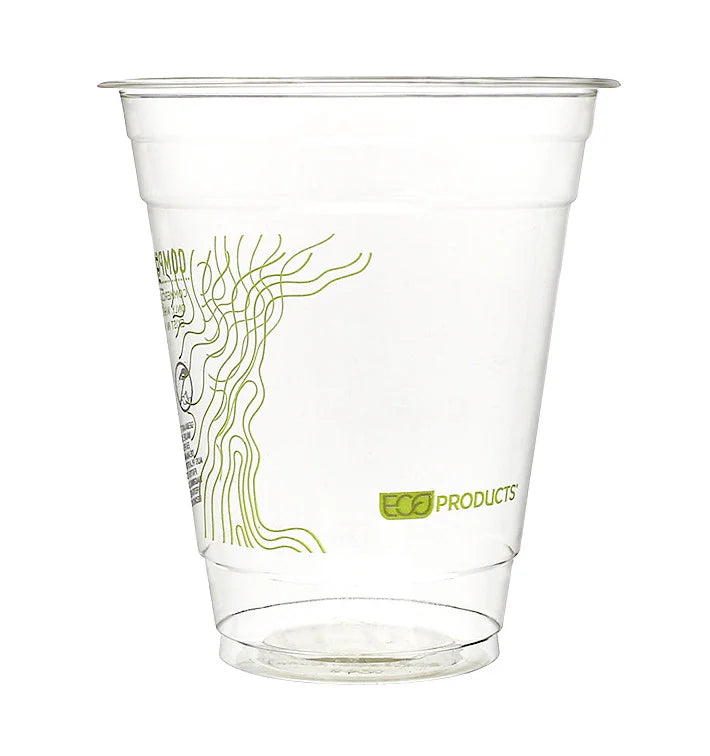 Poharak és szívószálak - PLA pohár 10 oz (295ml) zöld mintával - 50/1000 - Greenstic