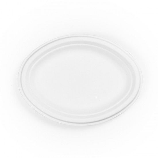 Lapos tányér - Cukornád tányér ovális 260x200mm 50 db/cs - Greenstic