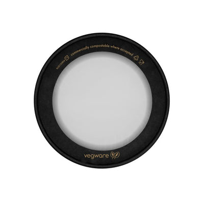 Salátás doboz - Ablakos tető papír salátás tálhoz, fekete, átmérő 150 mm - 50 db/cs - Greenstic