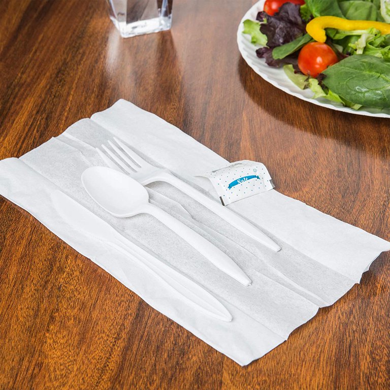 Bioplastic degradable cutlery set (3+1) 100 pcs