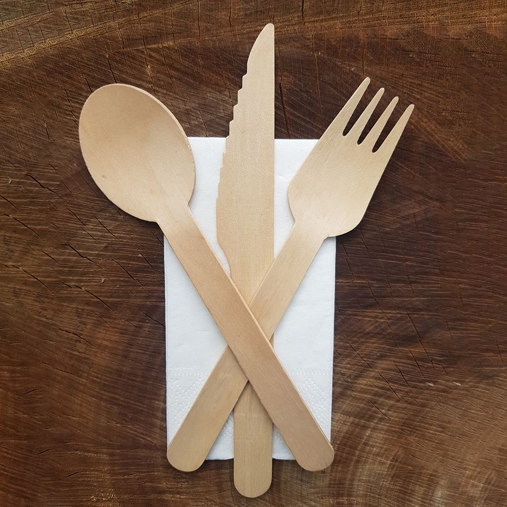 Waxed wooden cutlery set-PREMIUM (2+1) 250 pcs