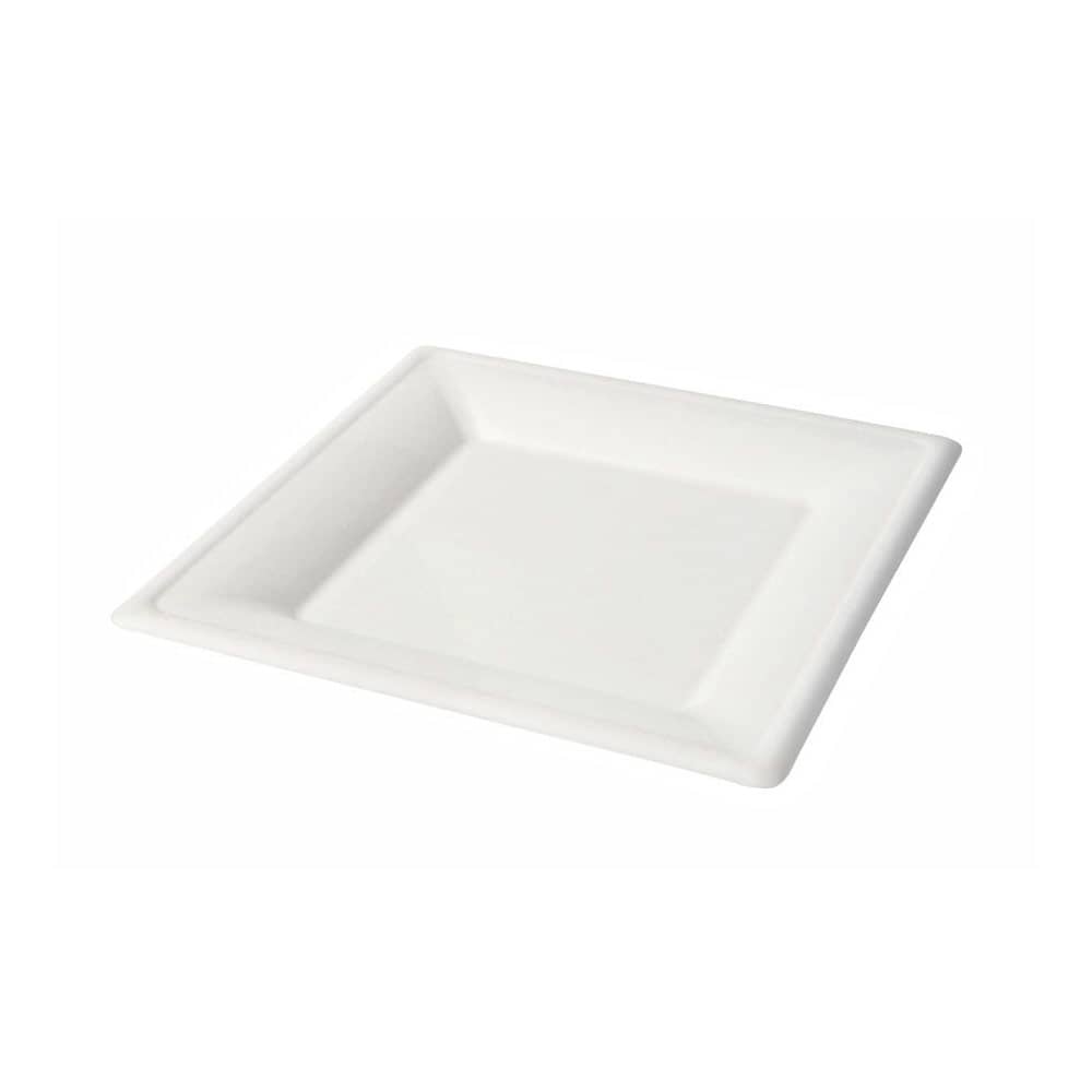 Lapos tányér - Cukornád tányér szögletes (260x260)  - 50 db/cs - Greenstic