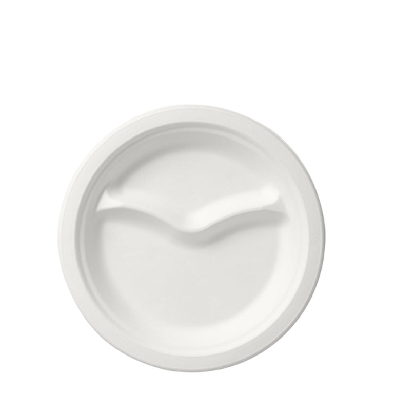 Lapos tányér - Cukornád 2 részre osztott tányér 220 mm - 50 db/cs - Greenstic