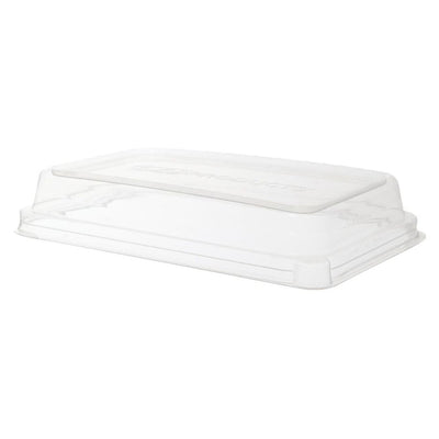 Cukornád menüboxok - PLA átlátszó tető 650 ml és 1000 ml szögletes cukornád tálra, 50 db/cs - Greenstic