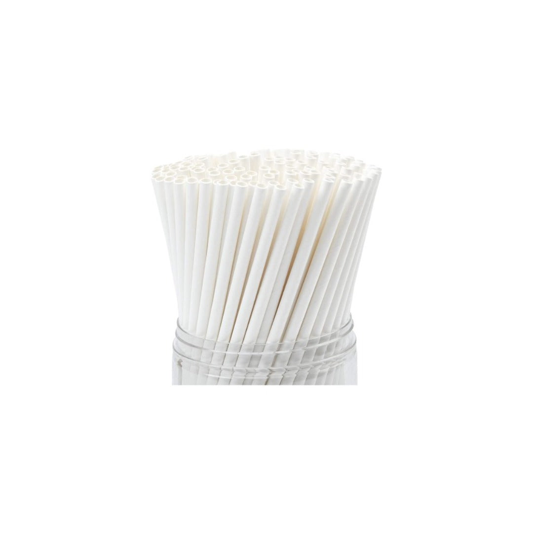 Paper straws white 6x197 mm - 250pcs/cs