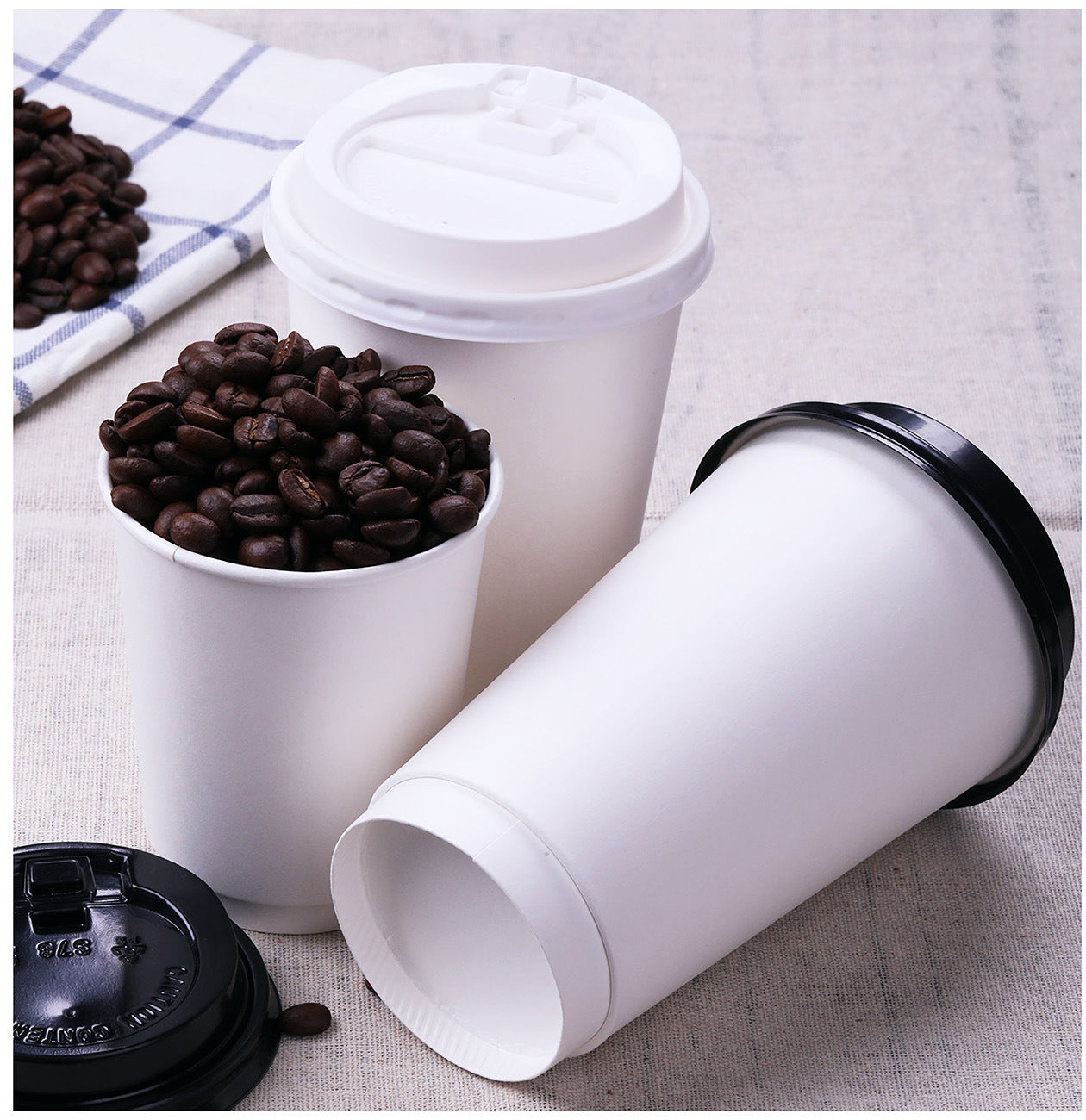 Coffee cup with lid - black 90 mm - 100 pcs/cs
