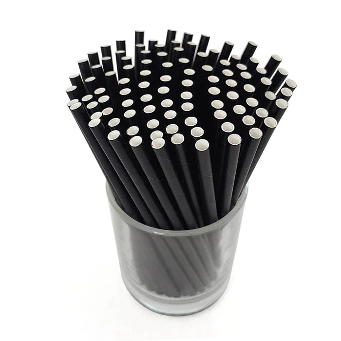 Paper straw black 6x197 mm - 200pcs/cs