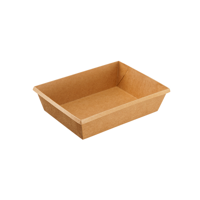 Kraft papír dobozok tetővel - Elviteles papírdoboz - Eco-tray 400 ml - 50 db/cs - Greenstic