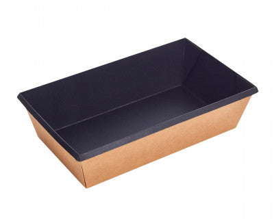 Kraft papír dobozok tetővel - Elviteles papírdoboz - Eco-tray 800 ml/fekete - 50 db/cs - Greenstic
