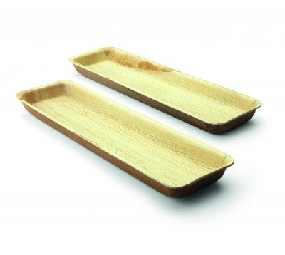 Palm leaf rectangular long serving dish (330x90xh25mm) - 10/cs